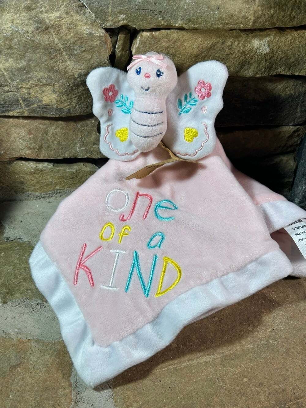 Baby Expressions Pink Butterfly One Of A Kind Soft Lovey Security Blanket